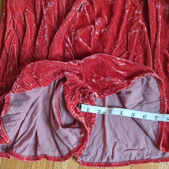 Free People Coral/Pink/Red Crushed Velvet Romper Size 10 - Picture 12 of 16